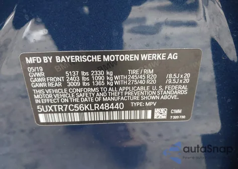 2019 BMW X3 Sdrive30I z USA, uszkodzony, nr VIN 5UXTR7C56KLR48440